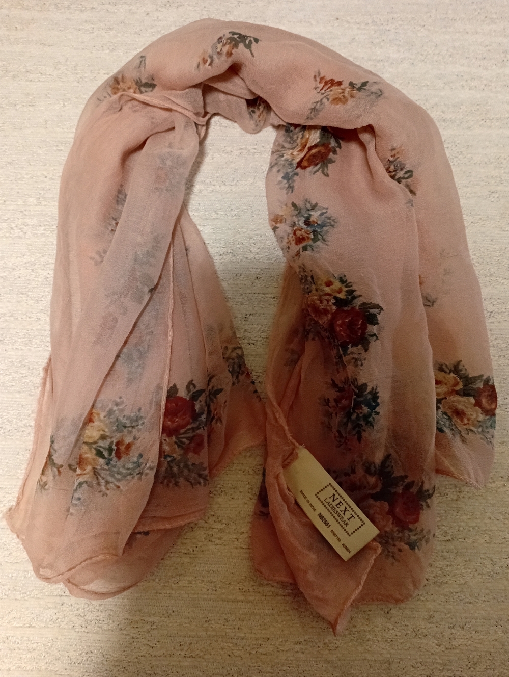 Next Blush Pink Floral Lightweight Scarf